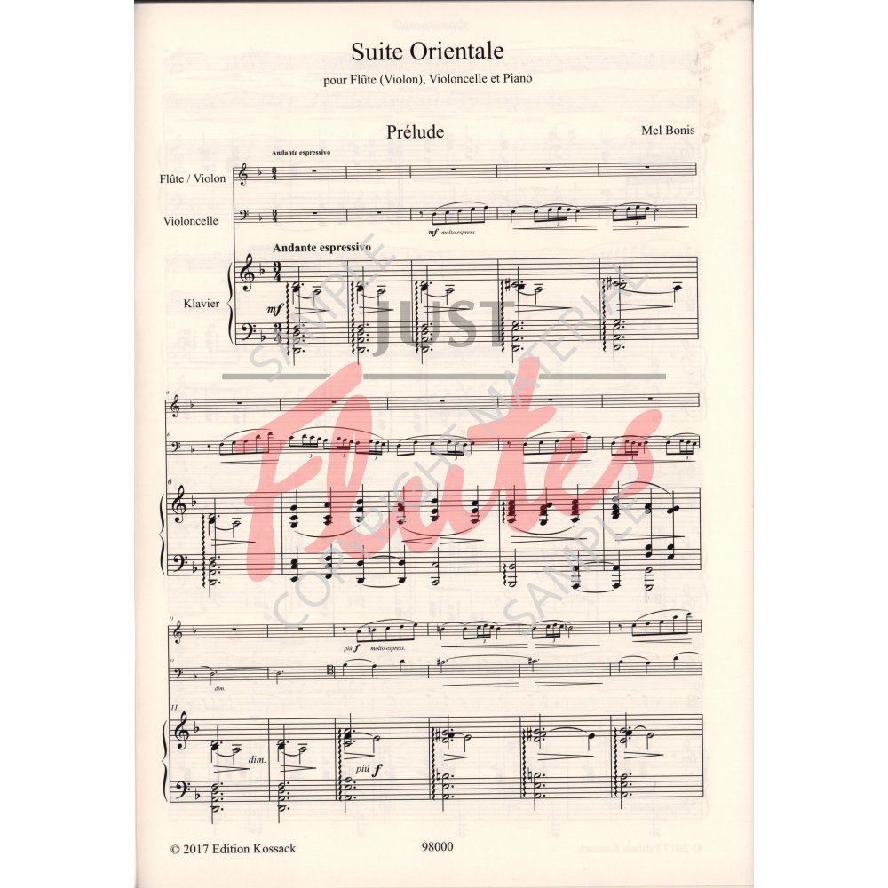 Mel Bonis Suite Orientale for flute, cello and piano