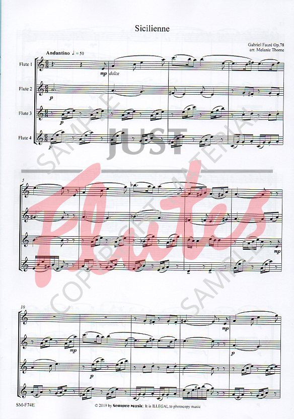 Gabriel Fauré Sicilienne for Flute Quartet, Op.78