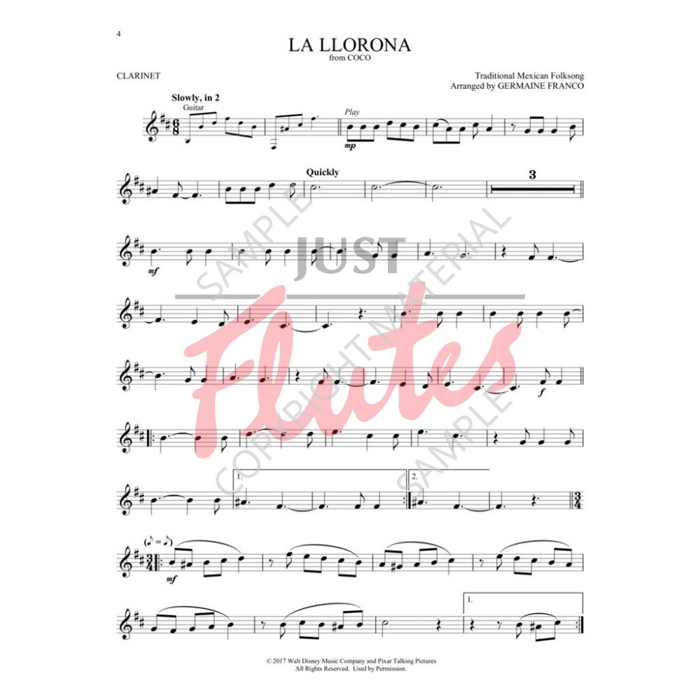Disney Coco For Clarinet Includes Online Audio