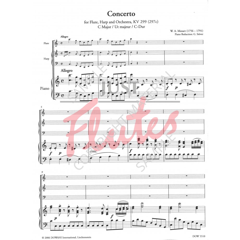 Concerto in C major for Flute, Harp and Piano, K299